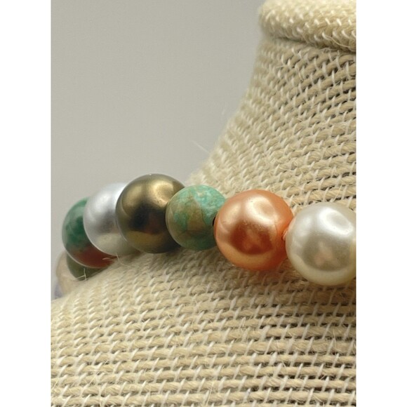 Vintage French Christian Lacroix Pearl & Stone Bead Necklace Sterling Clasp 20” - Picture 15 of 16